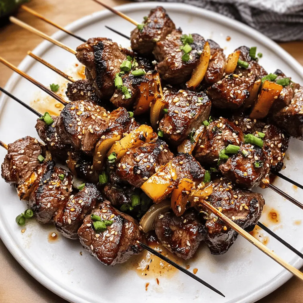 Get ready for a taste explosion with these Asian Garlic Steak Skewers! Perfectly marinated in a savory garlic sauce, these skewers are packed with flavor and make a fantastic dish for summer BBQs or weeknight dinners. Easy to prepare and grill, save this recipe for your next gathering or family night!
