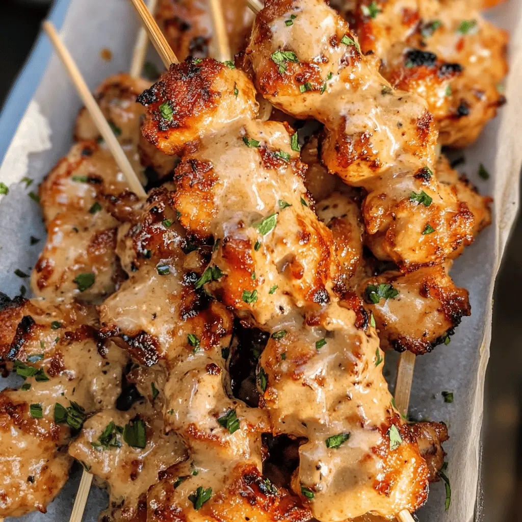 These Bang Bang Chicken Skewers are a perfect blend of spicy and tangy flavors! Juicy chicken pieces are marinated and grilled to perfection, then drizzled with a creamy, zesty sauce that adds an irresistible kick. Ideal for summer barbecues or a quick weeknight dinner, be sure to save this recipe for your next gathering!