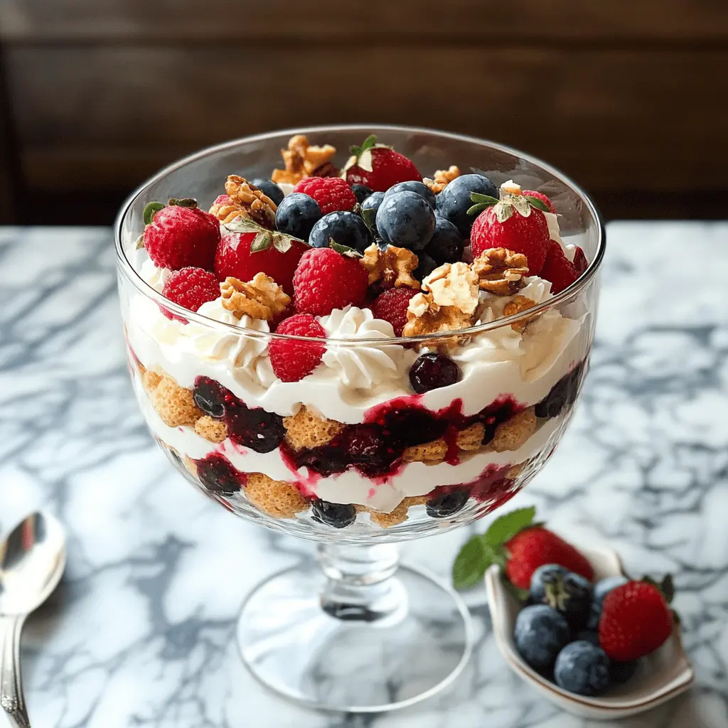 Layered with rich cream, fresh berries, and fluffy cake, this Berry Trifle is a delightful dessert that's perfect for any occasion! Made with simple ingredients, it brings together sweet flavors and lovely colors to impress your guests. Save this recipe to create a beautiful centerpiece for your next gathering or family dinner!