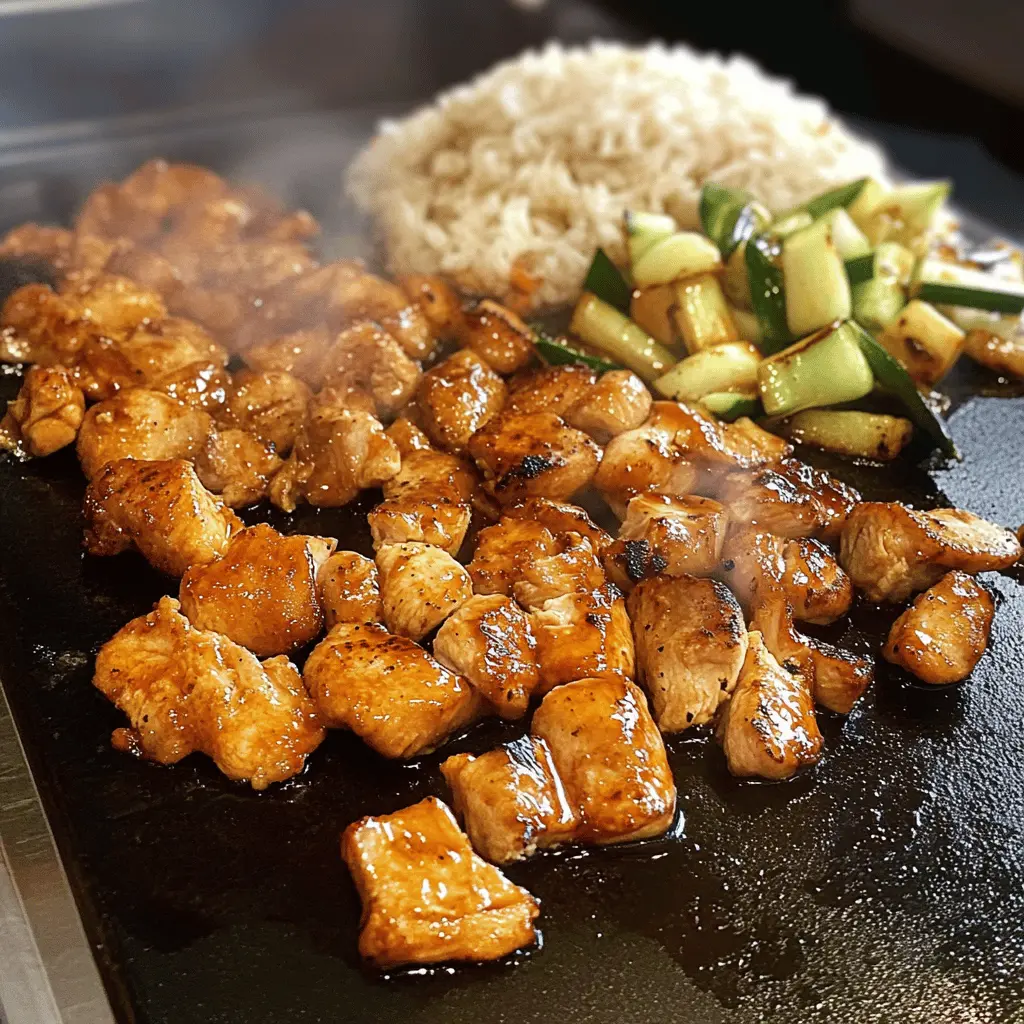Get ready for a delicious Hibachi Chicken cooked right on your griddle! This recipe features tender chicken seasoned perfectly with garlic and soy sauce, giving you that authentic restaurant flavor at home. Perfect for family dinners or weekend gatherings. Save this pin to try this quick and easy dish that will impress everyone!
