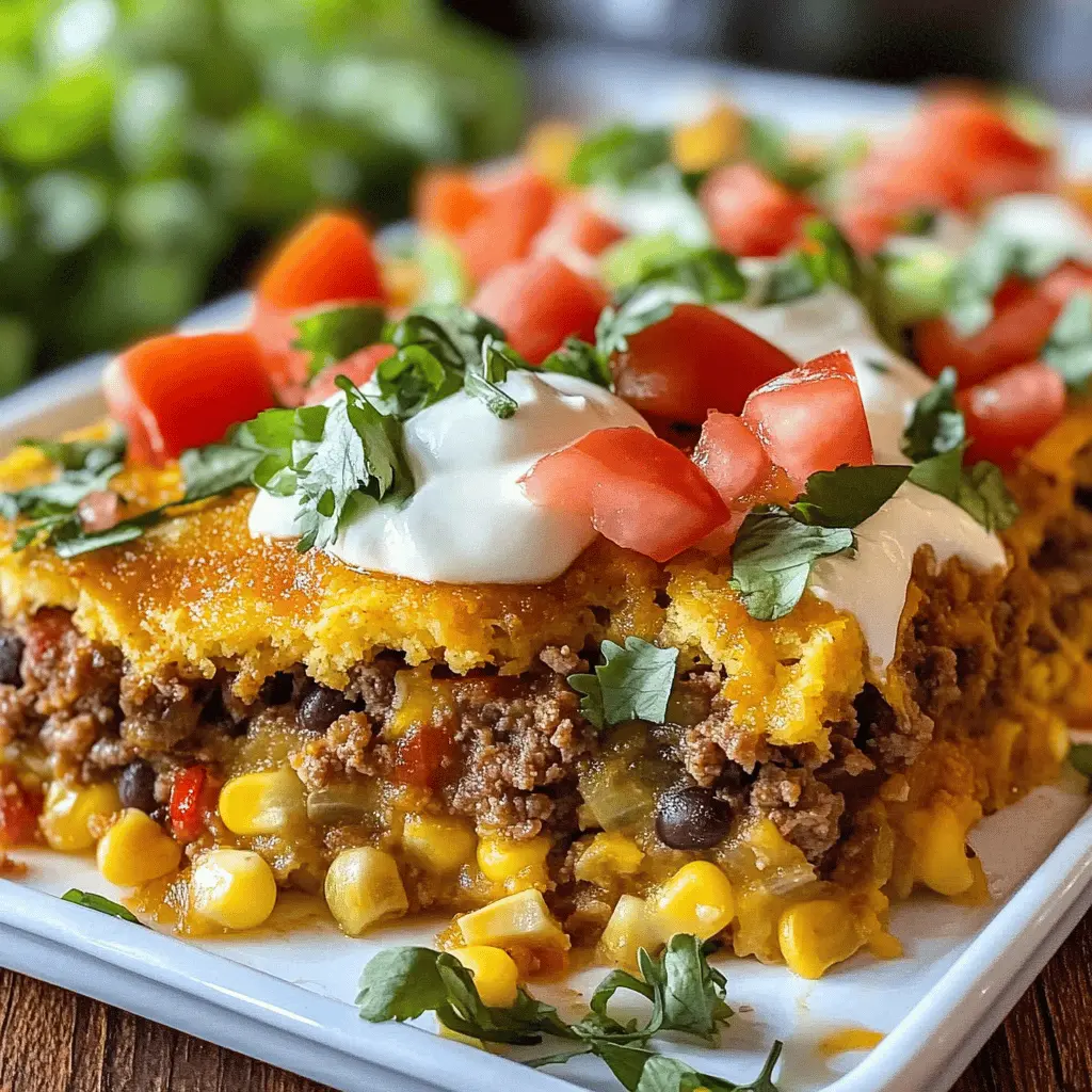 This Cornbread Taco Bake is a delightful twist on a classic favorite! With layers of seasoned ground beef, zesty taco flavor, and a fluffy cornbread topping, it's perfect for taco nights or family gatherings. Quick to make and packed with flavor, this dish will become a household favorite. Save this recipe for an easy weeknight dinner idea that everyone will love!
