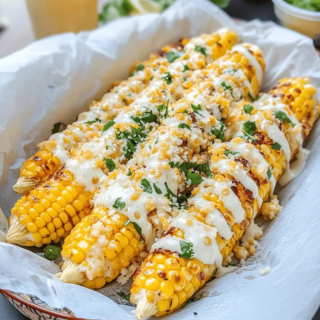 Create a delicious twist on your summer barbecues with this easy Elote recipe topped with creamy sauce! This tangy corn on the cob recipe features a perfect blend of spices and richness from the crema. Ideal for parties or family gatherings, you'll want to save this one for sunny days ahead. Enjoy the taste of the street food classic right at home!