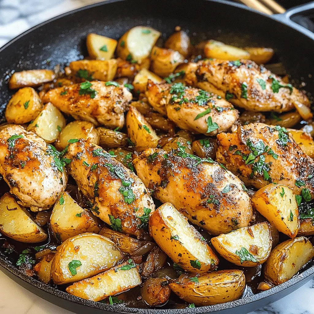 Enjoy a delicious one-pan meal with Garlic Butter Chicken and Potatoes! Juicy chicken thighs are perfectly seared and combined with tender, buttery potatoes for a satisfying dish. This easy recipe is perfect for weeknight dinners or a cozy gathering. Save this for a quick and flavorful dinner idea!