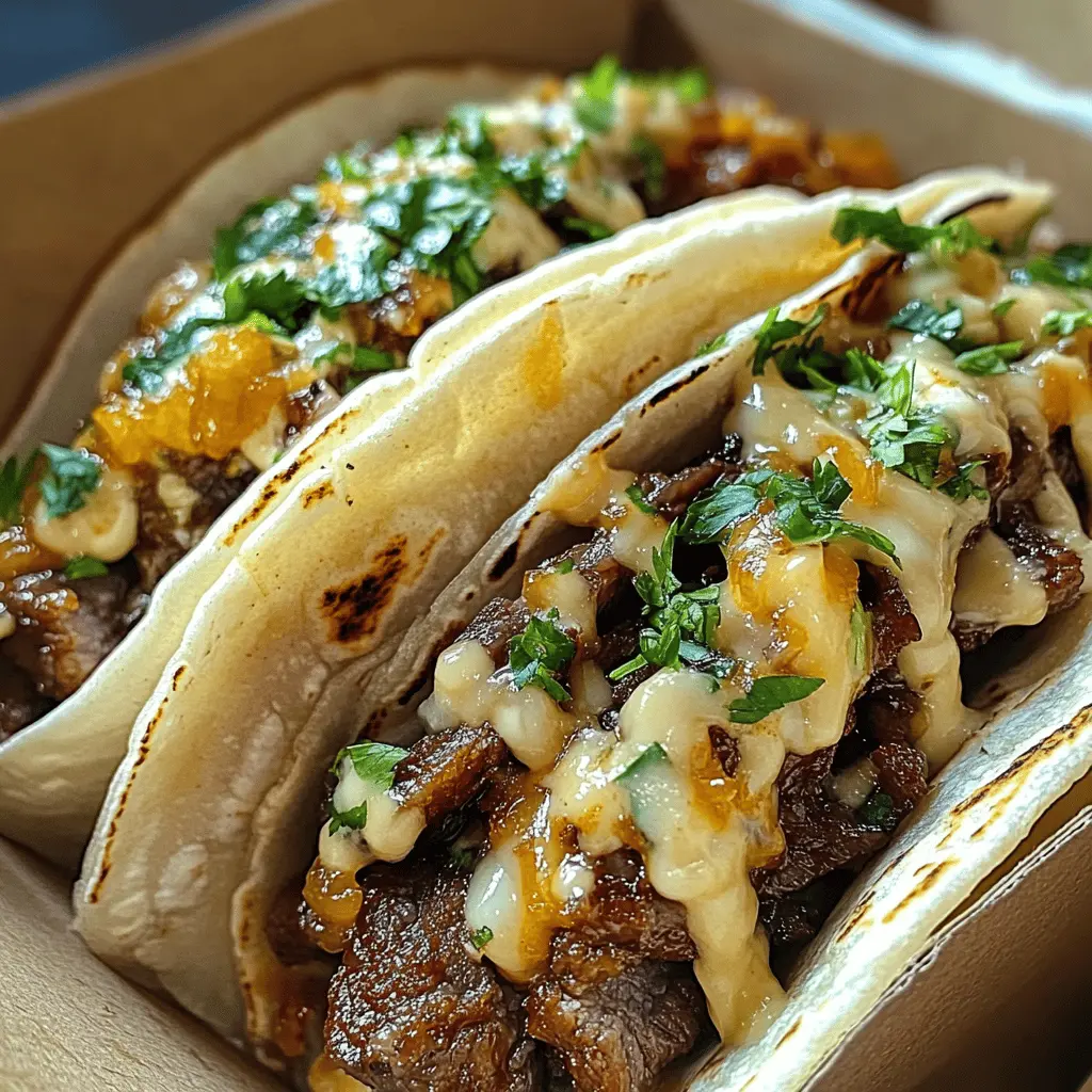These Garlic Butter Honey BBQ Beef Tacos are a flavor-packed delight! Juicy beef, coated in a sweet and savory honey BBQ sauce, mingle perfectly with fresh toppings. Ideal for taco night or a fun gathering. Save this recipe to impress your family and friends with a tasty twist on classic tacos!