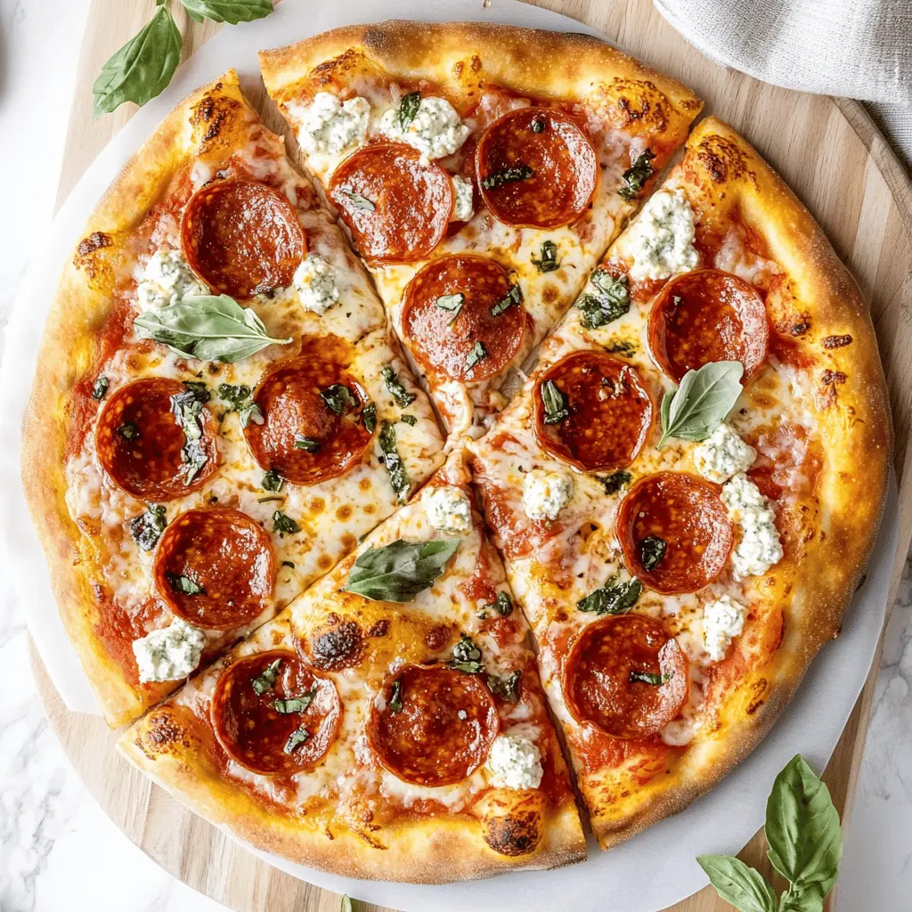 This Hot Honey Pepperoni Ricotta Pizza is a delightful twist on your classic pie! Featuring spicy pepperoni, creamy ricotta, and a drizzle of sweet hot honey, this recipe brings bold flavors to your table. Perfect for pizza night or a casual gathering, save this pin to wow your guests with a unique, tasty treat!