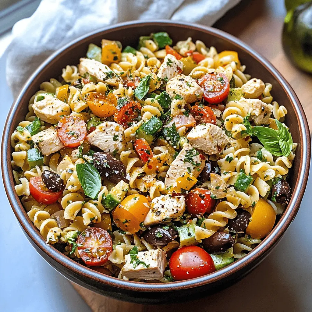 Elevate your mealtime with this vibrant Mediterranean Chicken Pasta Salad! Packed with grilled chicken, fresh veggies, and zesty olives, it’s perfect for lunches, picnics, or a light dinner. The delightful blend of flavors from herbs and lemon dressing makes each bite a treat. Save this recipe for your next gathering or meal prep!