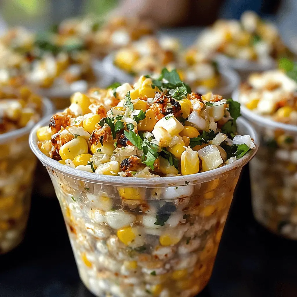Enjoy the vibrant flavors of Mexican Corn Cups (esquites) that bring a taste of street food to your kitchen! Made with fresh corn, zesty lime, creamy mayo, and a sprinkle of chili, this dish is perfect for gatherings or a tasty snack. Save this recipe for your next fiesta or casual get-together and impress your friends with this delightful dish!