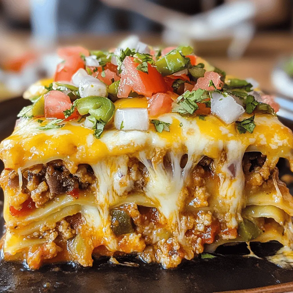 Layered with flavor, this Mexican Lasagna combines delicious tortillas, spicy ground beef, and plenty of cheese for a hearty meal. Perfect for family gatherings or cozy dinners, it's a twist on the classic that everyone will love. Save this recipe to impress your guests at your next fiesta!