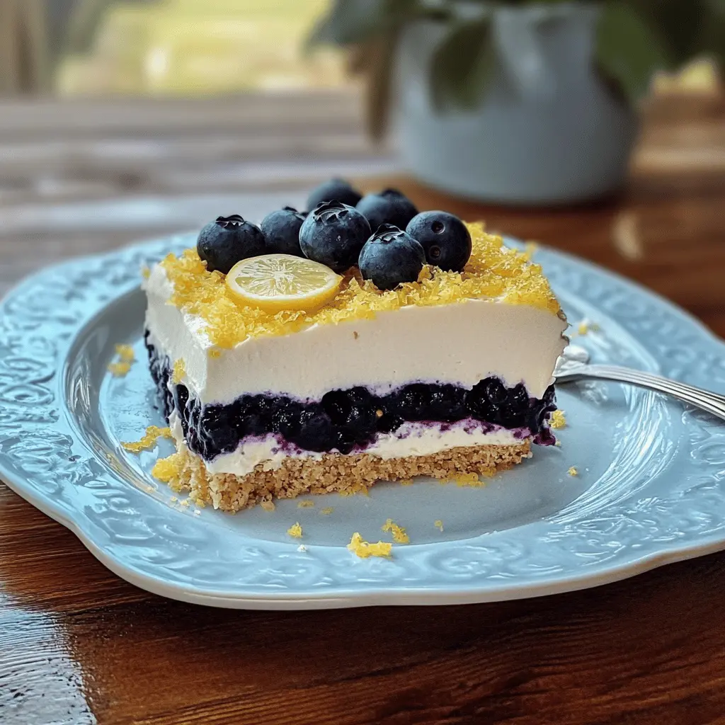 This No Bake Lemon Blueberry Dessert is the perfect treat for warm days! With a creamy lemon layer and a burst of fresh blueberries, it's refreshing and easy to make. Perfect for picnics, BBQs, or a sweet finish to dinner. Save this recipe for a delightful dessert that requires no oven time! Enjoy a taste of summer anytime!