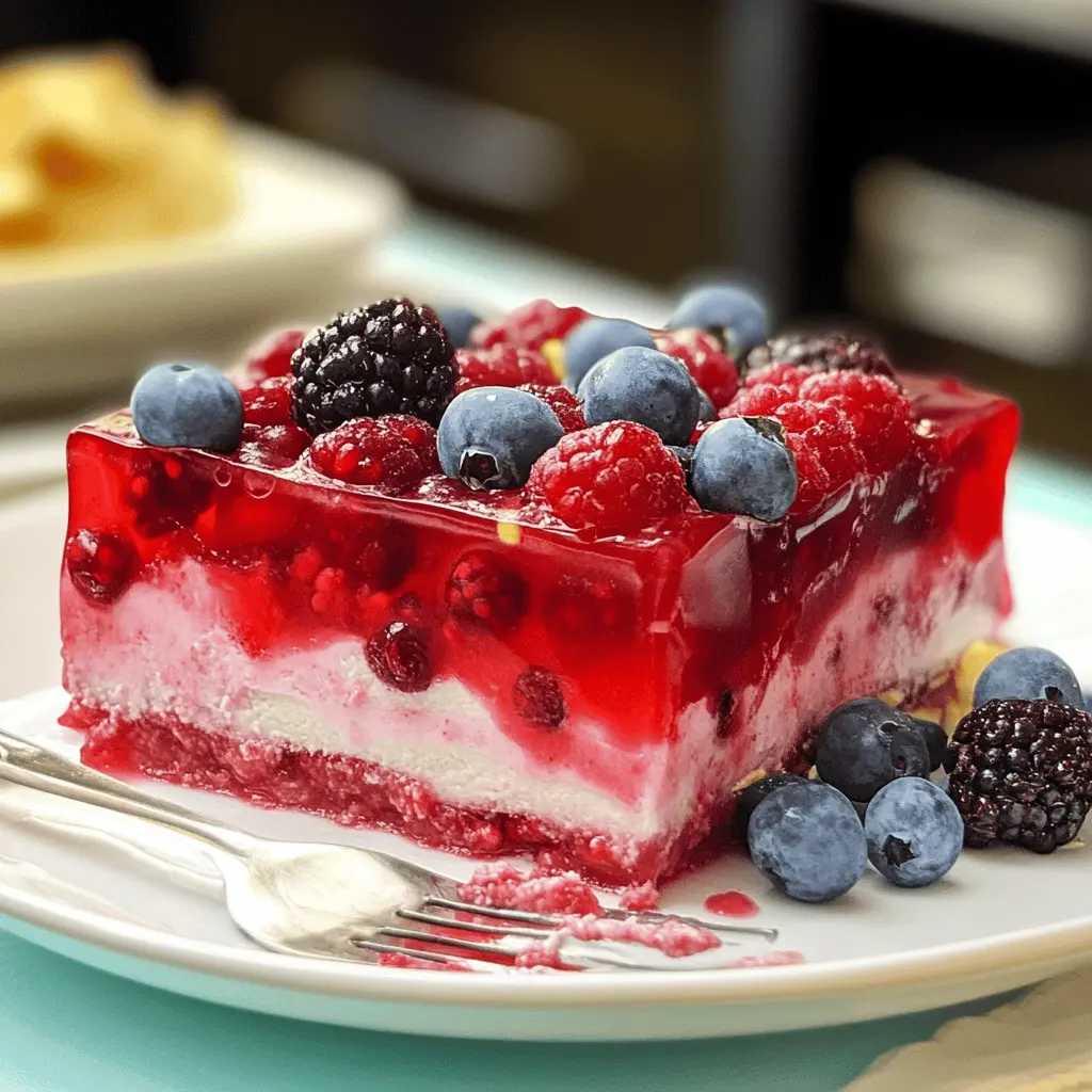 Brighten up your summer table with this vibrant Summer Berry Jello Lasagna! Layered with sweet berries, creamy filling, and colorful Jello, it's the perfect dessert to impress your friends and family. Light, refreshing, and easy to make, this treat is ideal for picnics, BBQs, or any celebration. Save this recipe now to bring a burst of flavor to your next gathering!