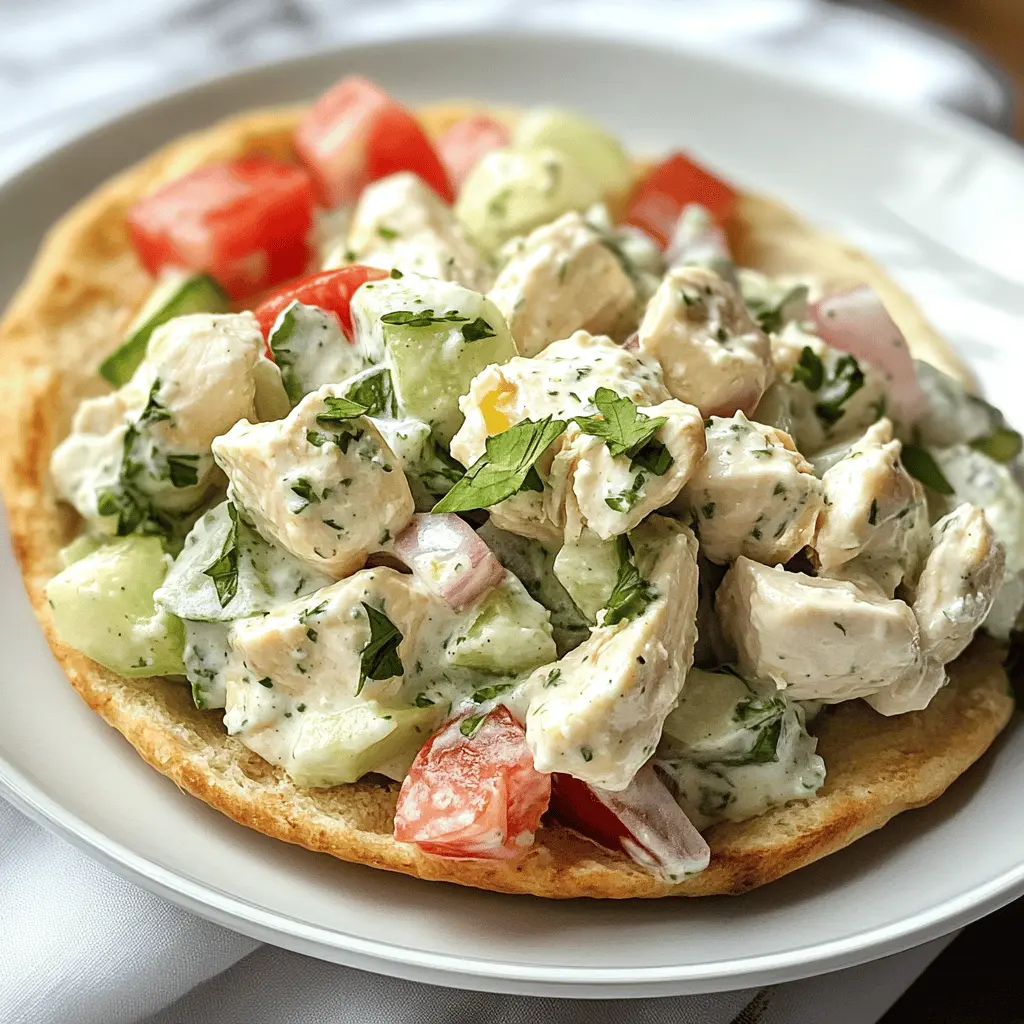 This refreshing Tzatziki Chicken Salad combines juicy chicken, crisp veggies, and a creamy tzatziki dressing made with yogurt, cucumber, and dill. Perfect for a light lunch or a picnic, this dish bursts with Mediterranean flavors that's sure to please everyone. Save this recipe for your next meal prep or gathering!