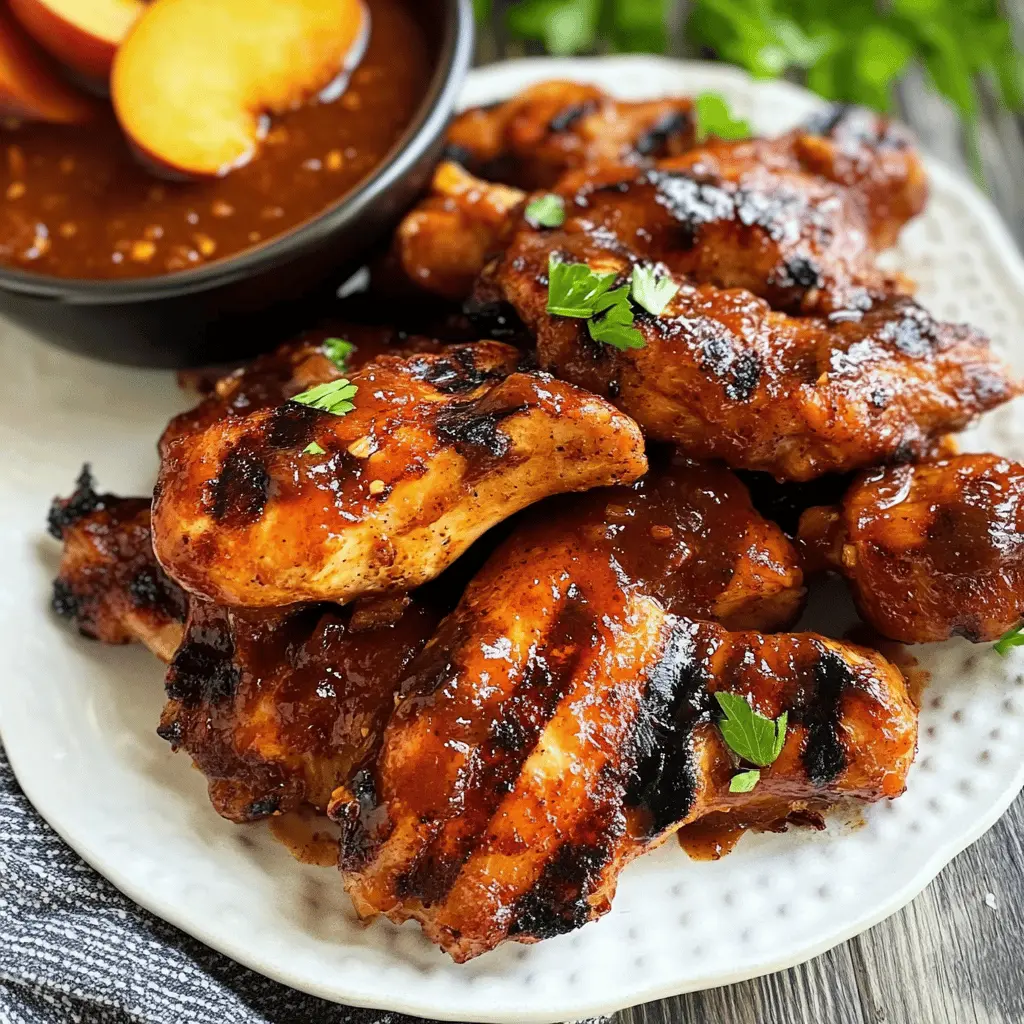 Easy Peach Bourbon BBQ Grilled Chicken Recipe