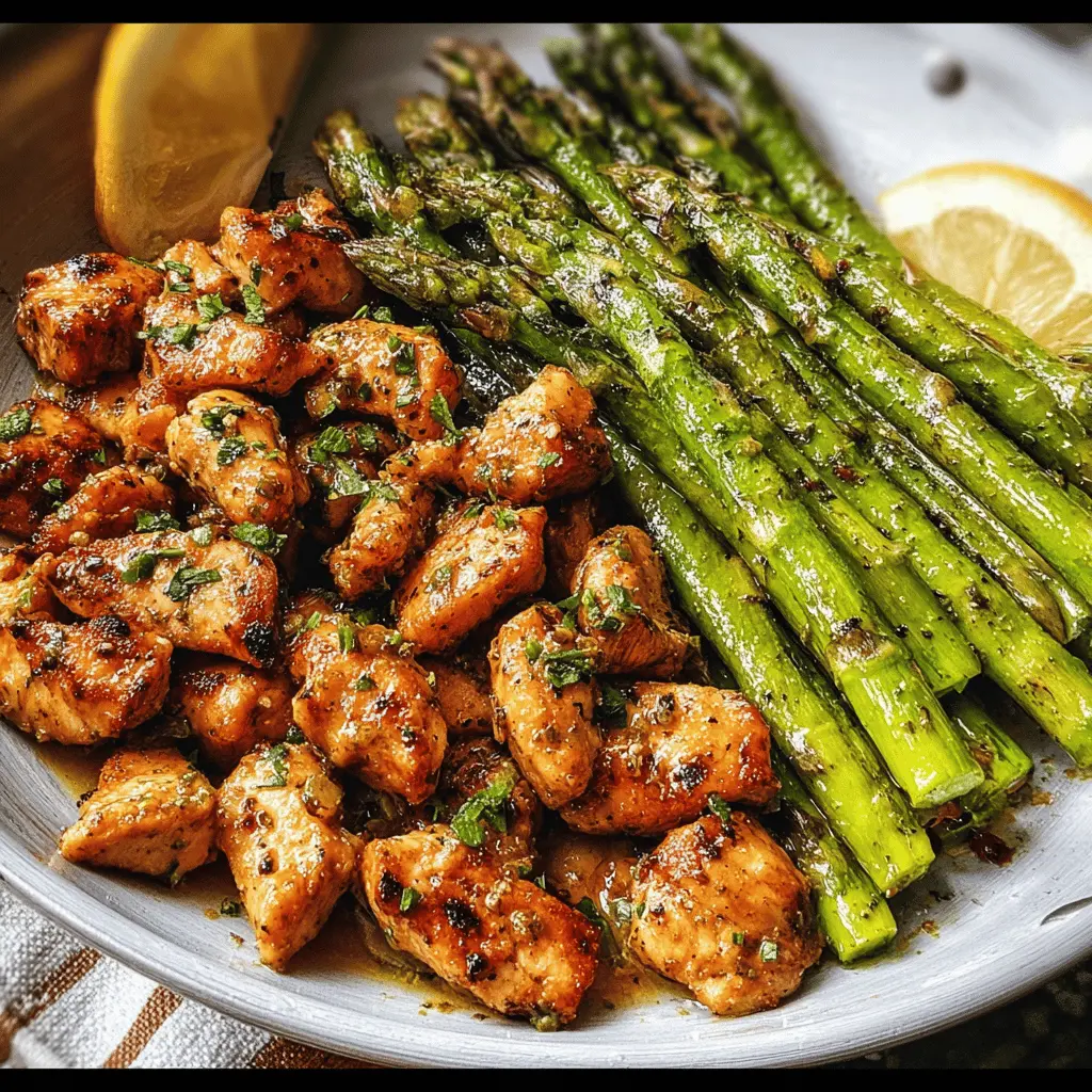 Easy Garlic Butter Chicken Bites with Asparagus