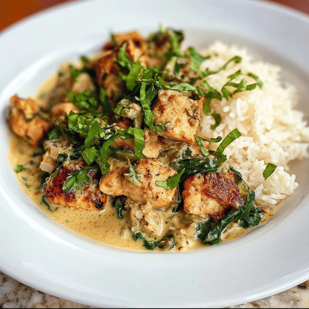 Easy Basil Chicken in Creamy Coconut Curry