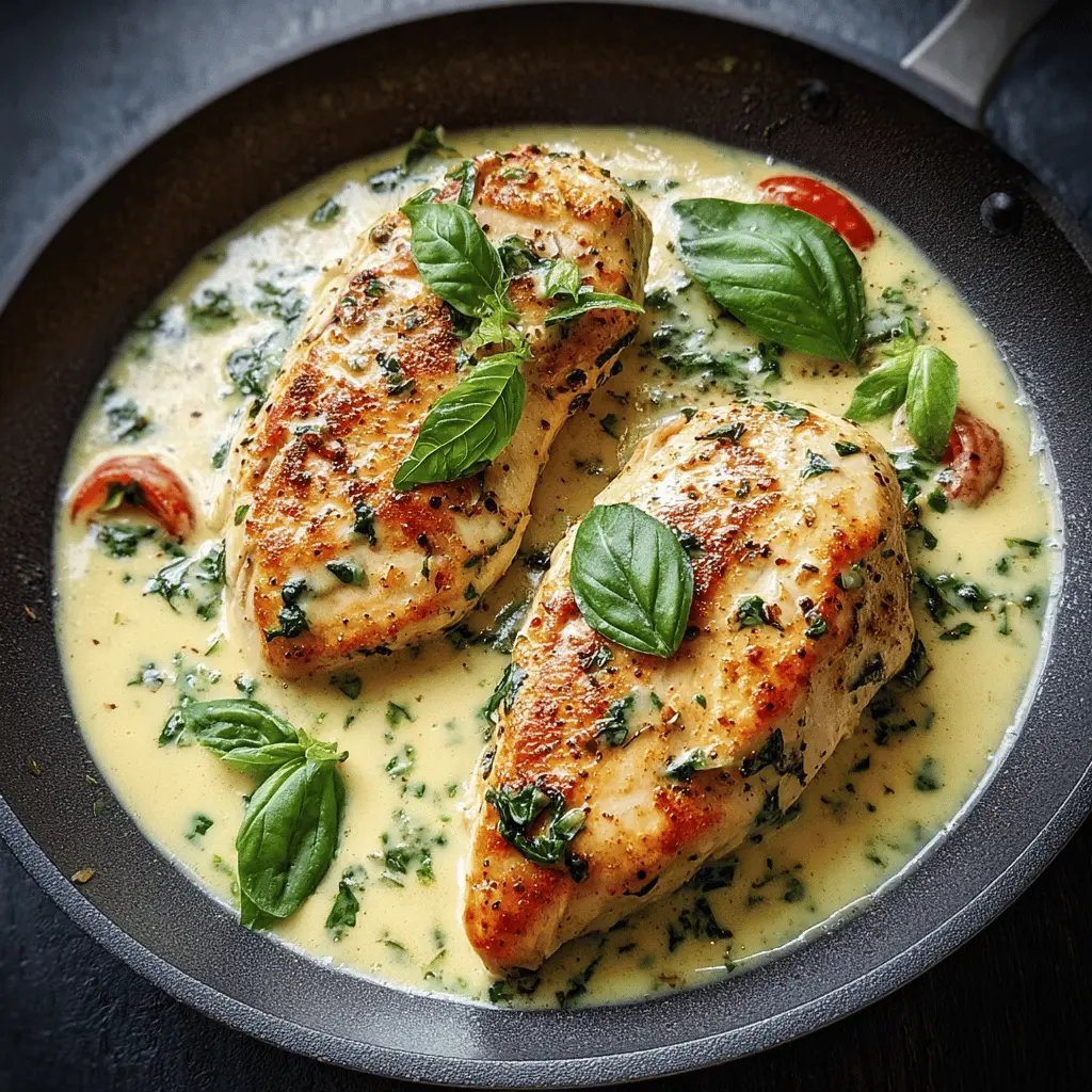 Easy Mozzarella Chicken in Creamy Basil Sauce