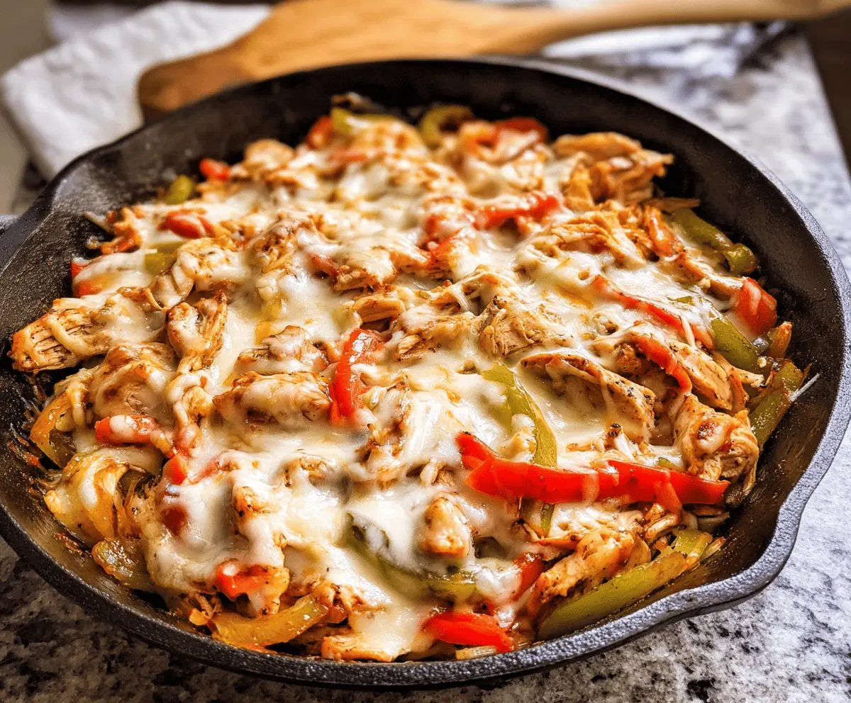 Easy Cheesy Chicken Cheesesteak Skillet Recipe