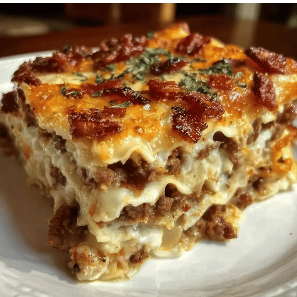 Easy Parmesan Garlic Bacon Cheeseburger Lasagna