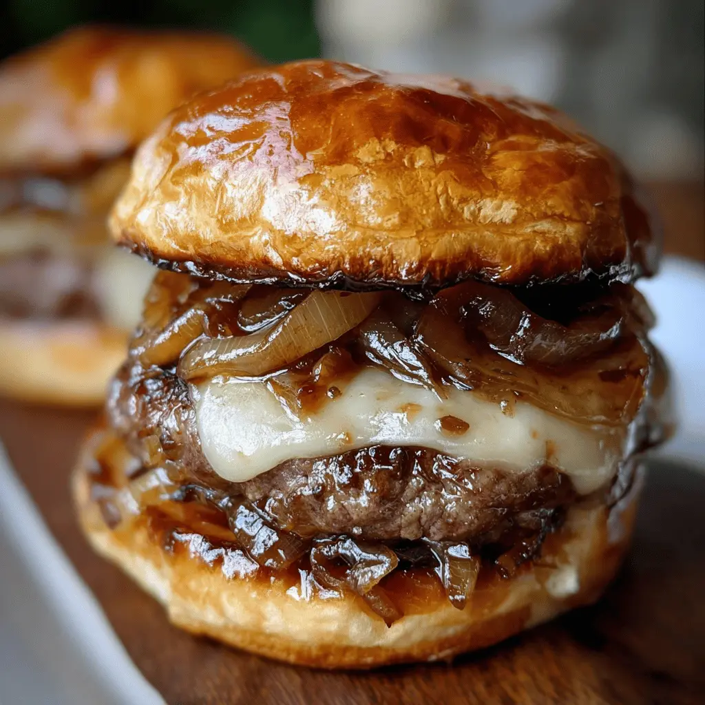 Easy French Onion Burgers with Melted Cheese