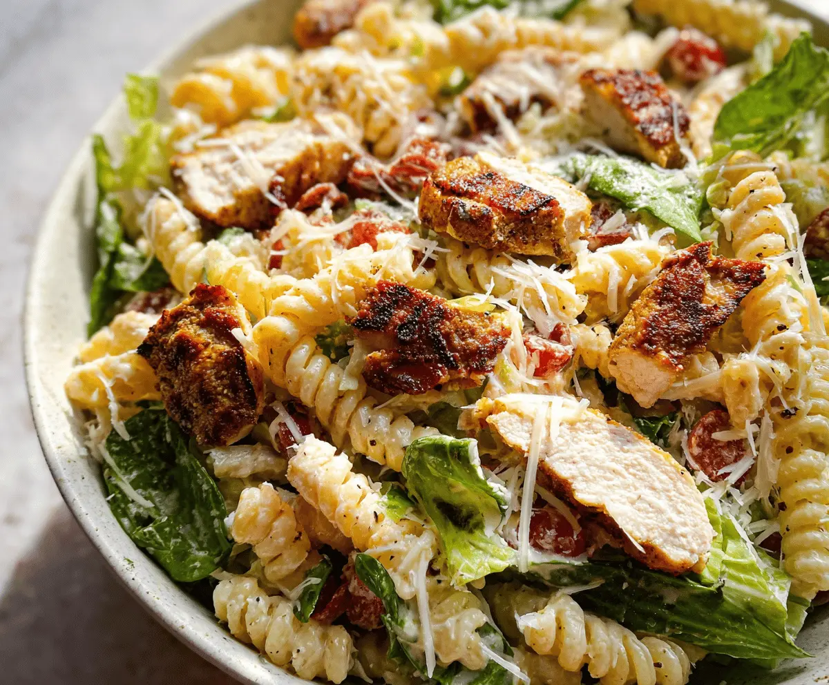 Easy Chicken Caesar Pasta Salad Recipe
