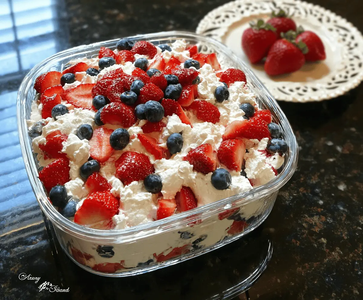 Easy Red White and Blue Cheesecake Salad Recipe