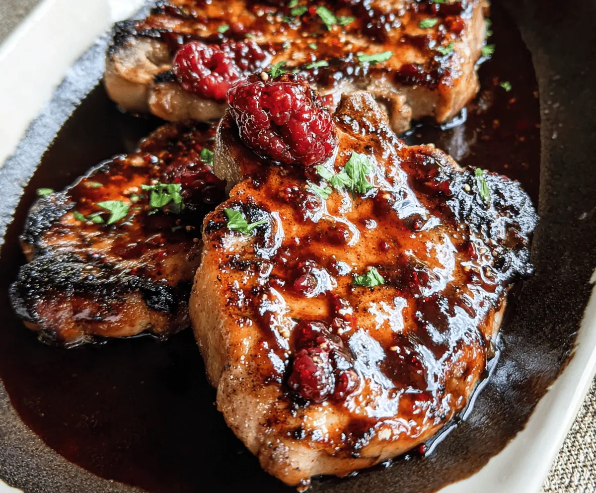 Easy Raspberry Balsamic Glazed Pork Chops