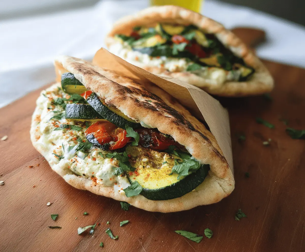 Healthy Zucchini Hummus Pita Sandwiches