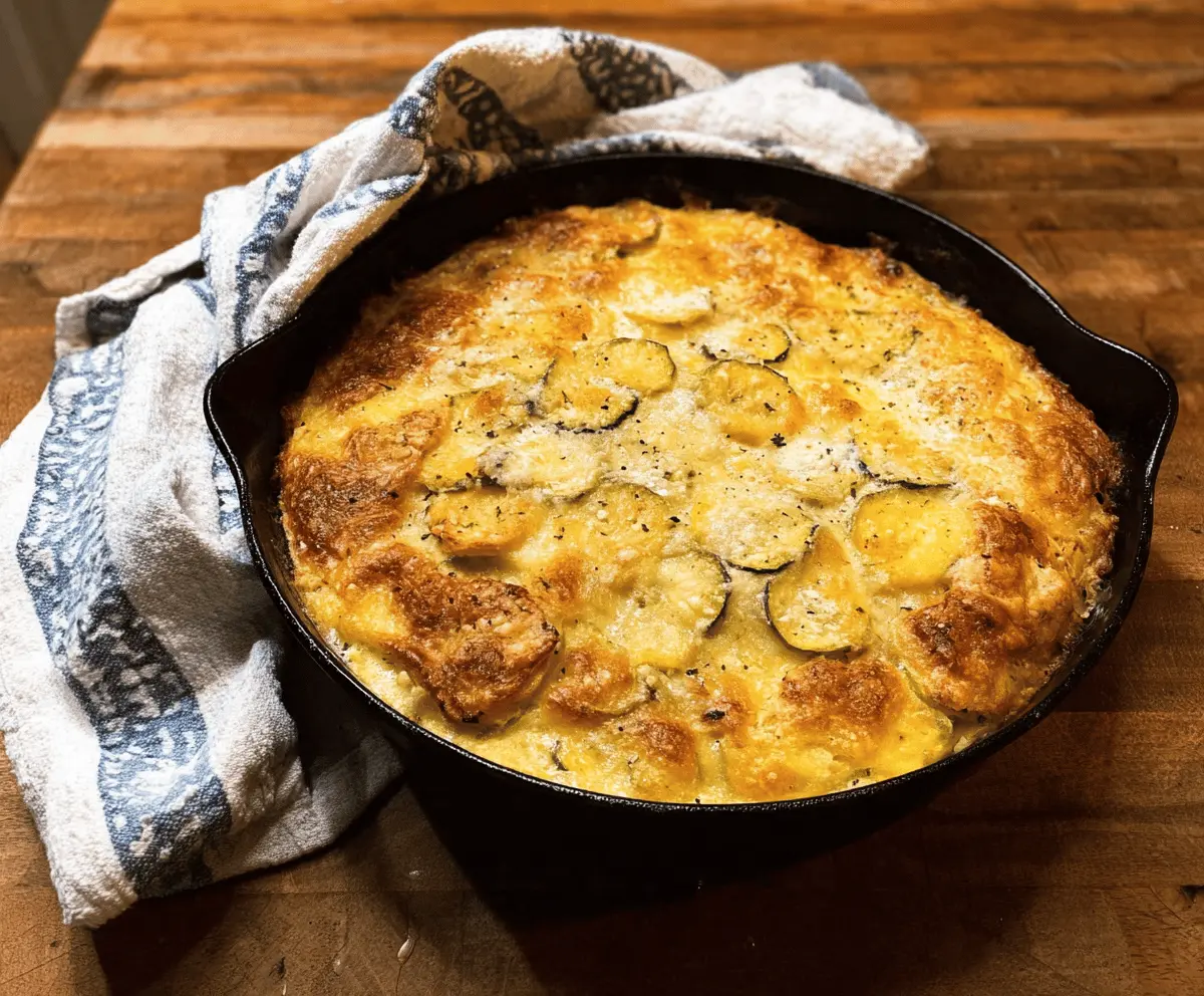 Cheesy Green Chile Yellow Squash Casserole