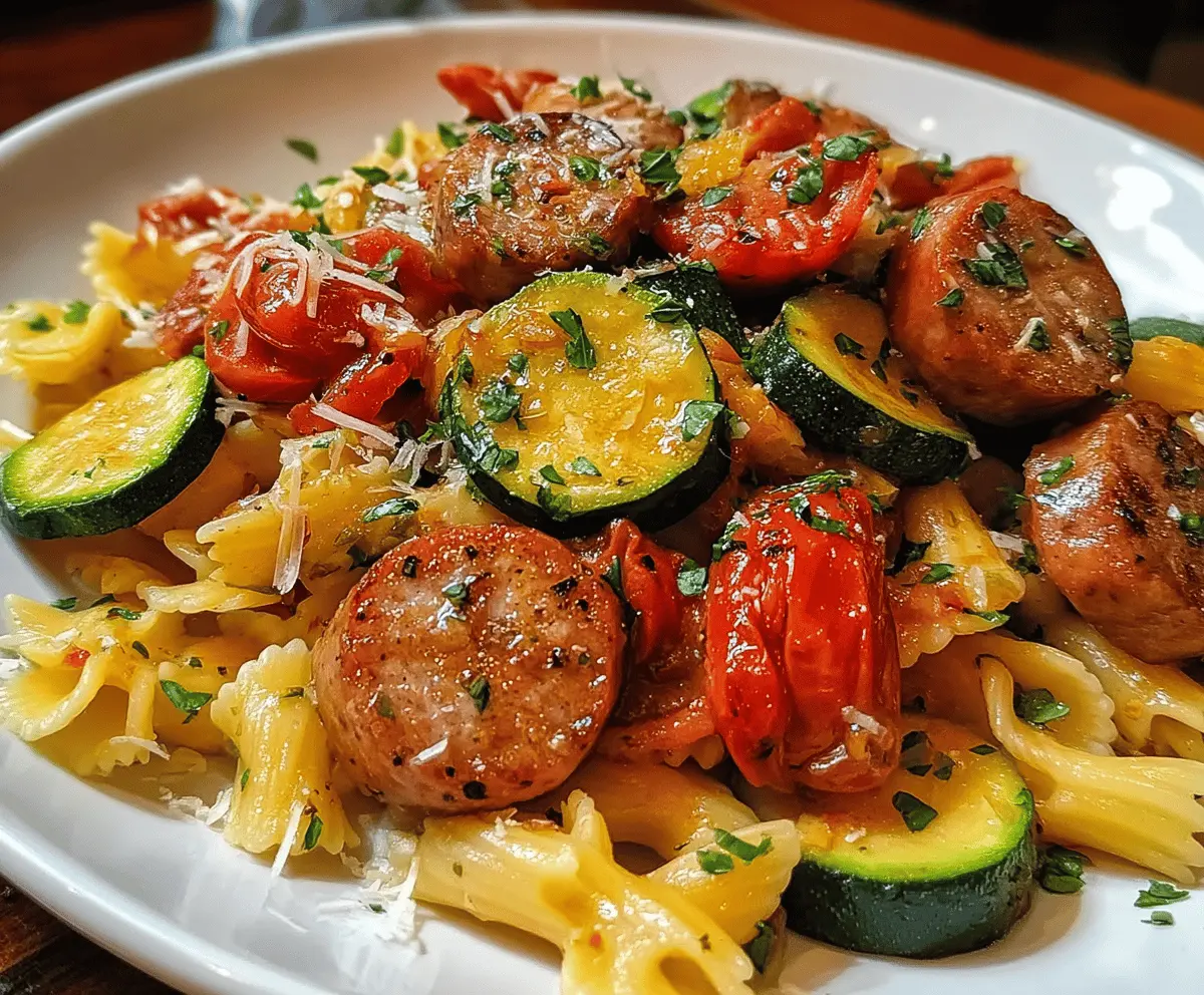 Easy Chicken Sausage Pasta with Zucchini and Tomatoes