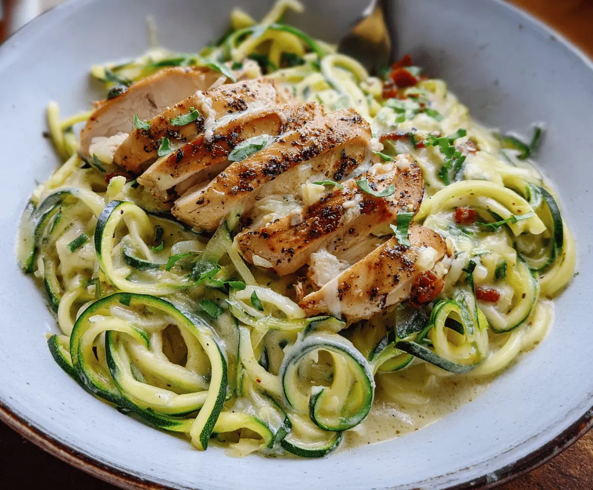 Creamy Zucchini Noodle Chicken Alfredo Recipe