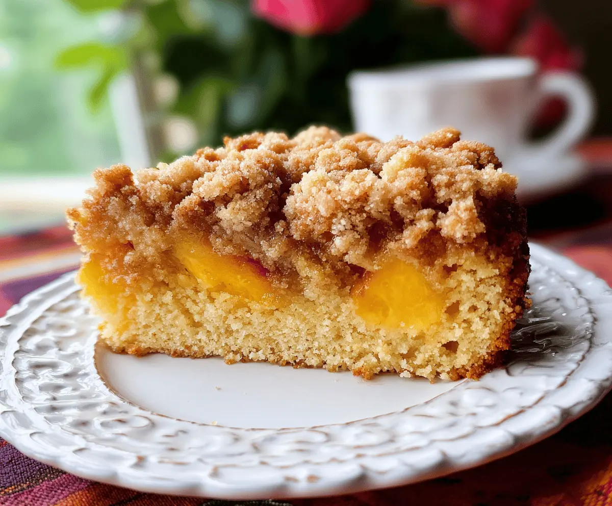 Southern Peach Crumb Cake with Sweet Cinnamon Topping