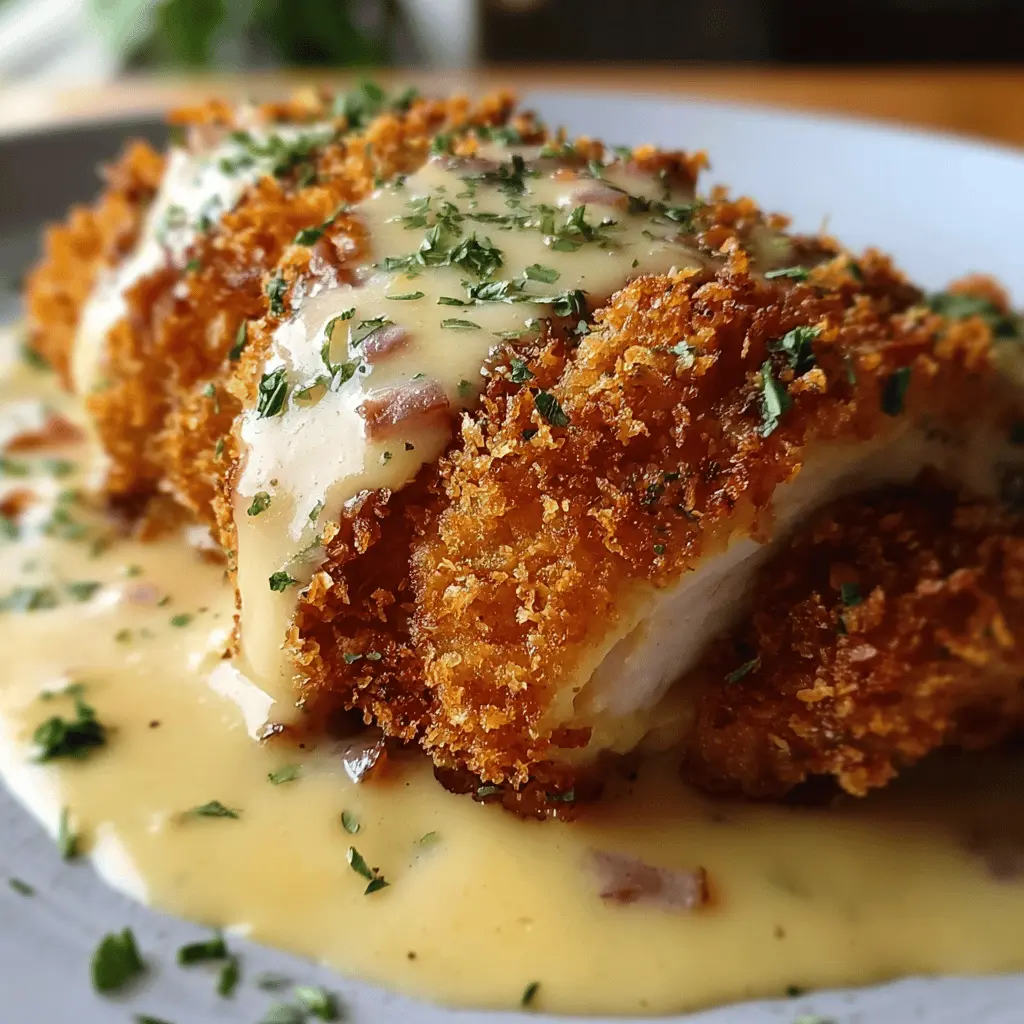 Crispy Chicken Cordon Bleu with Creamy Dijon Sauce