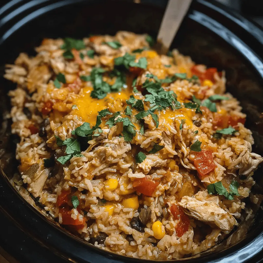 Easy Southwest Crock Pot Chicken and Rice Recipe