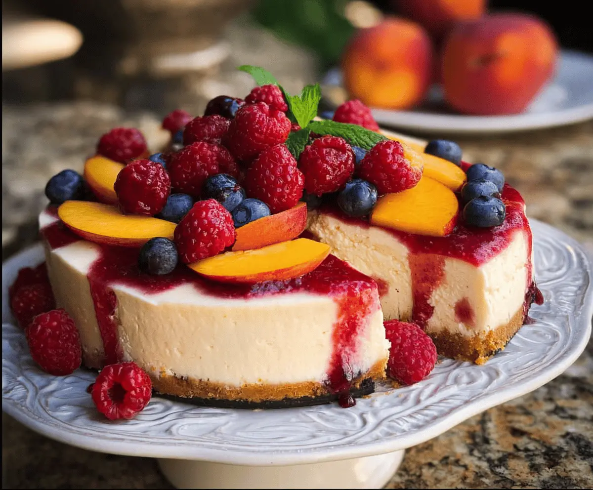 Summer Berry and Peach Cheesecake Recipe