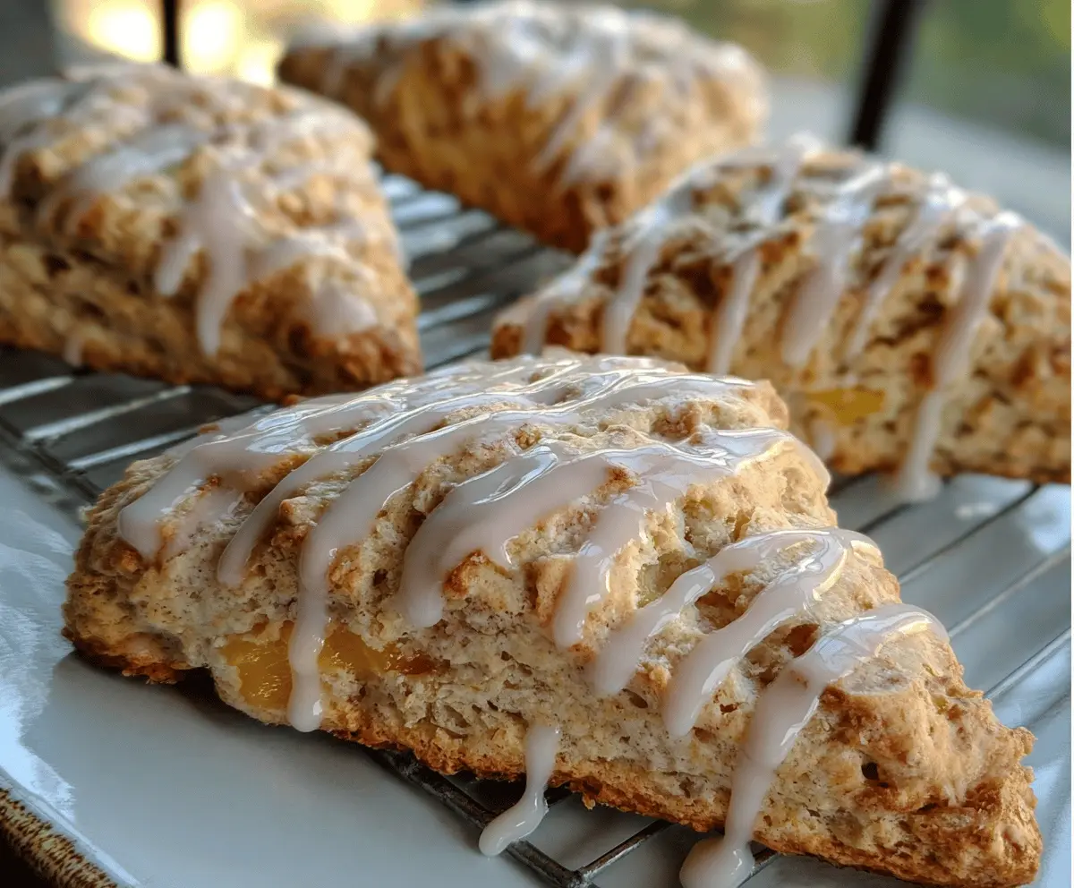 Easy Peach Pie Scones With Sweet Vanilla Glaze