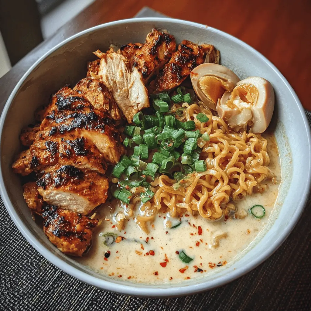 Spicy Chicken Ramen with Creamy Garlic Sauce