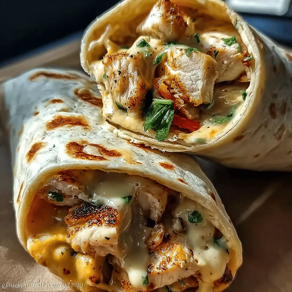 Easy Cheesy Garlic Chicken Wraps Recipe