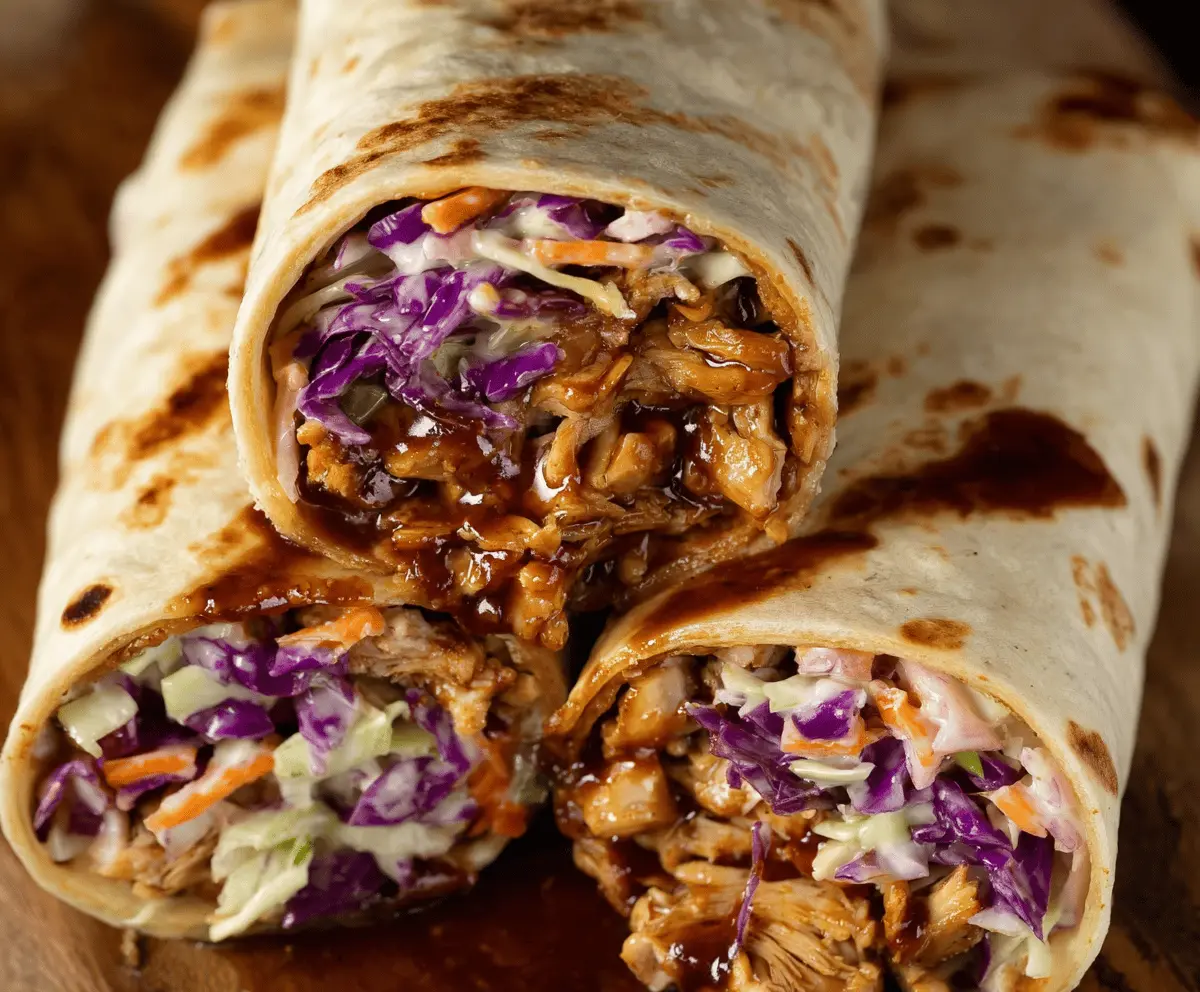 BBQ Chicken Coleslaw Wraps