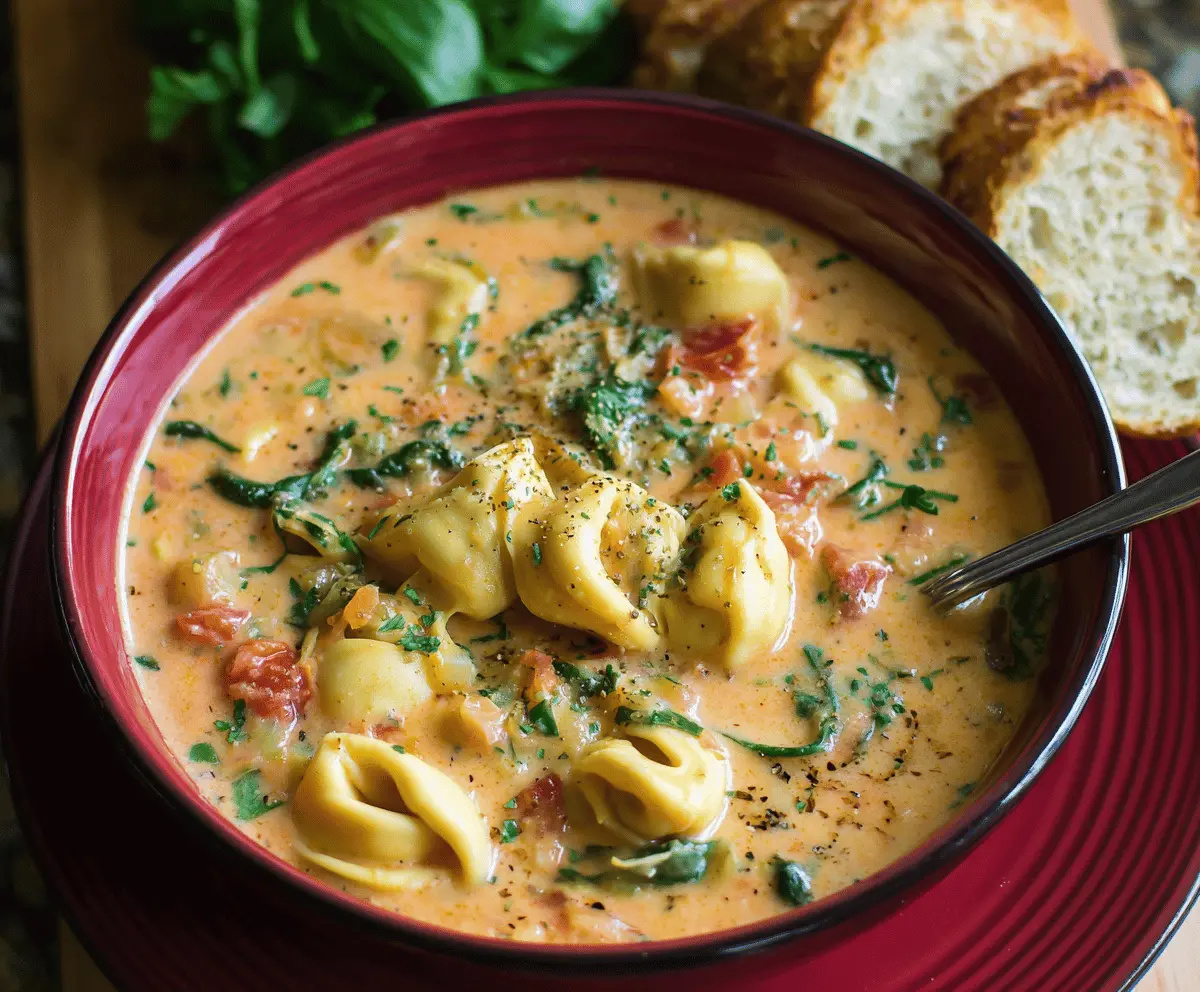 Creamy Tuscan Garlic Tortellini Soup