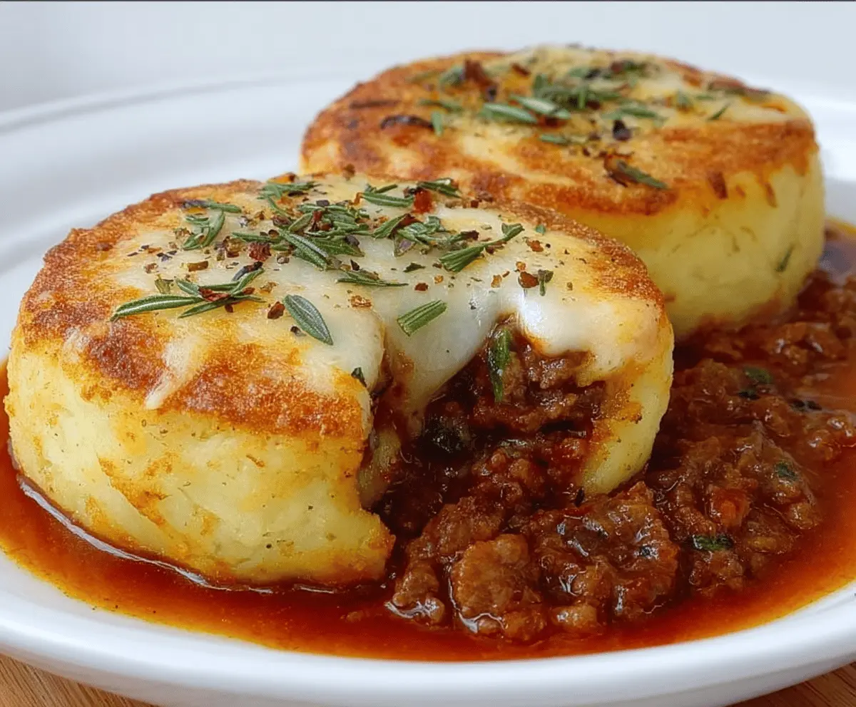 Crispy Mashed Potatoes Stuffed with Cheese & Beef