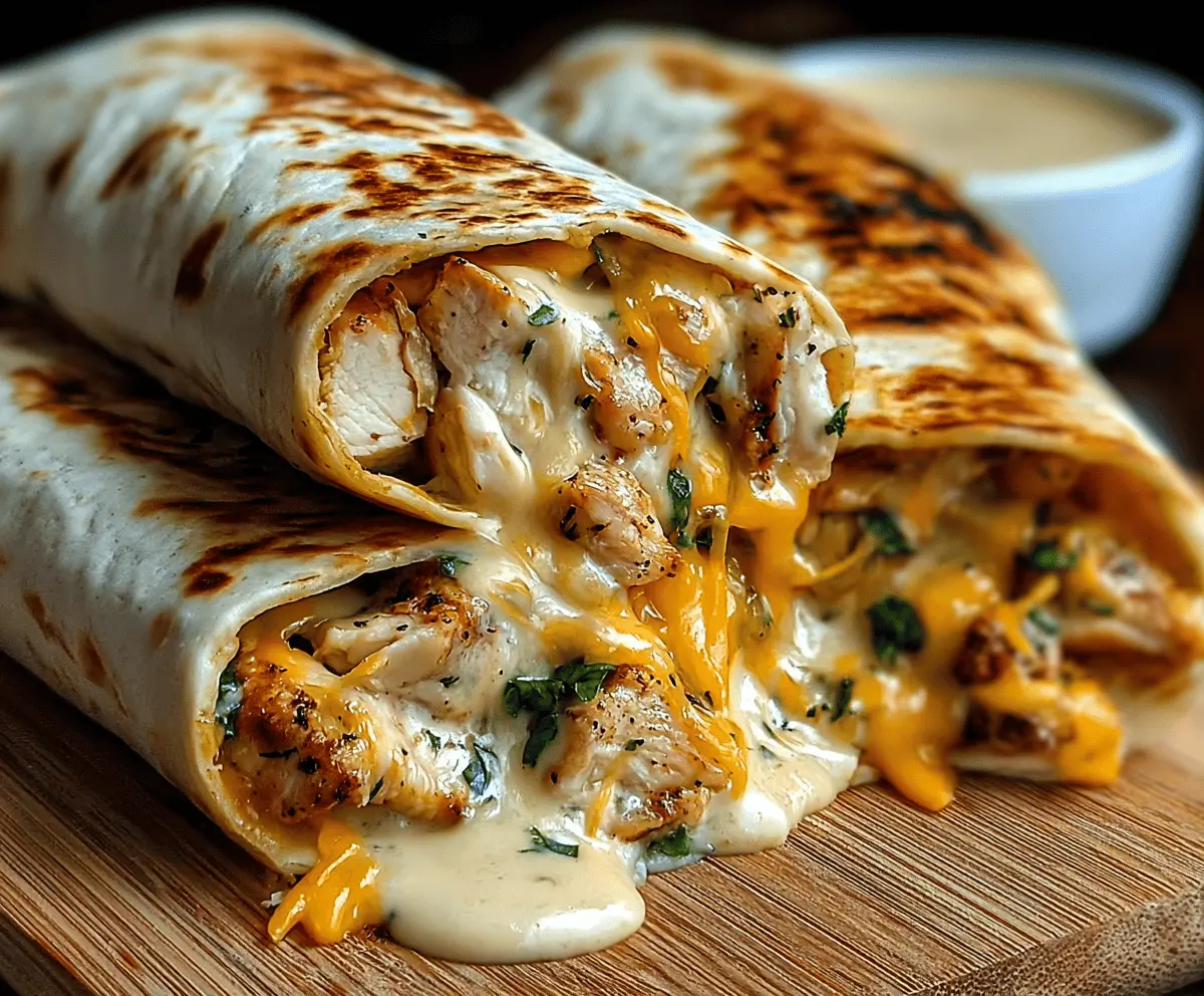 Ooey-Gooey Cheesy Garlic Chicken Wraps
