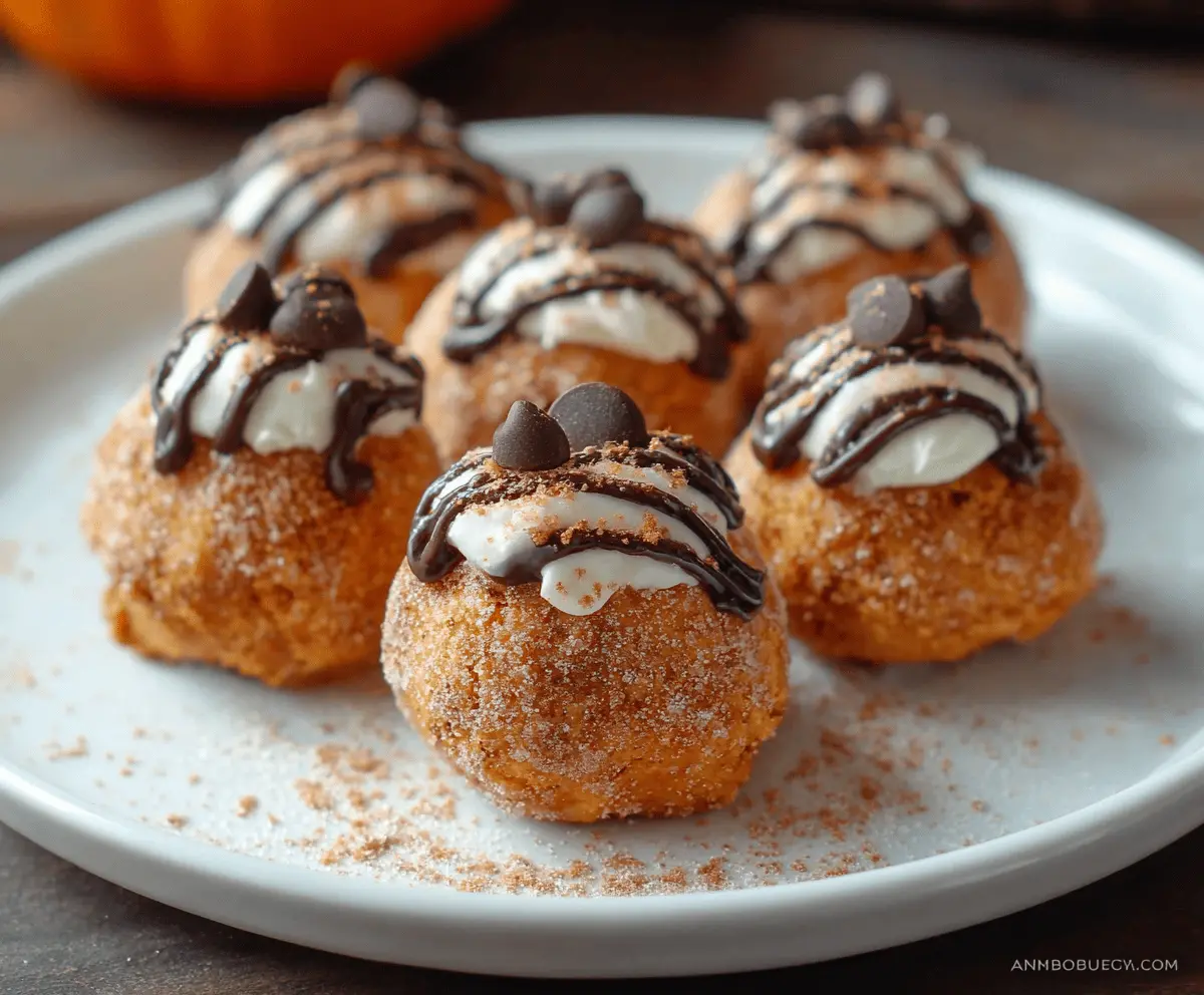 Creamy pumpkin cheesecake truffles coated in chocolate, perfect for fall desserts and holiday treats.