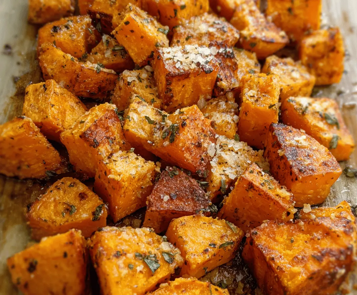 Roasted Sweet Potatoes with Garlic and Parmesan