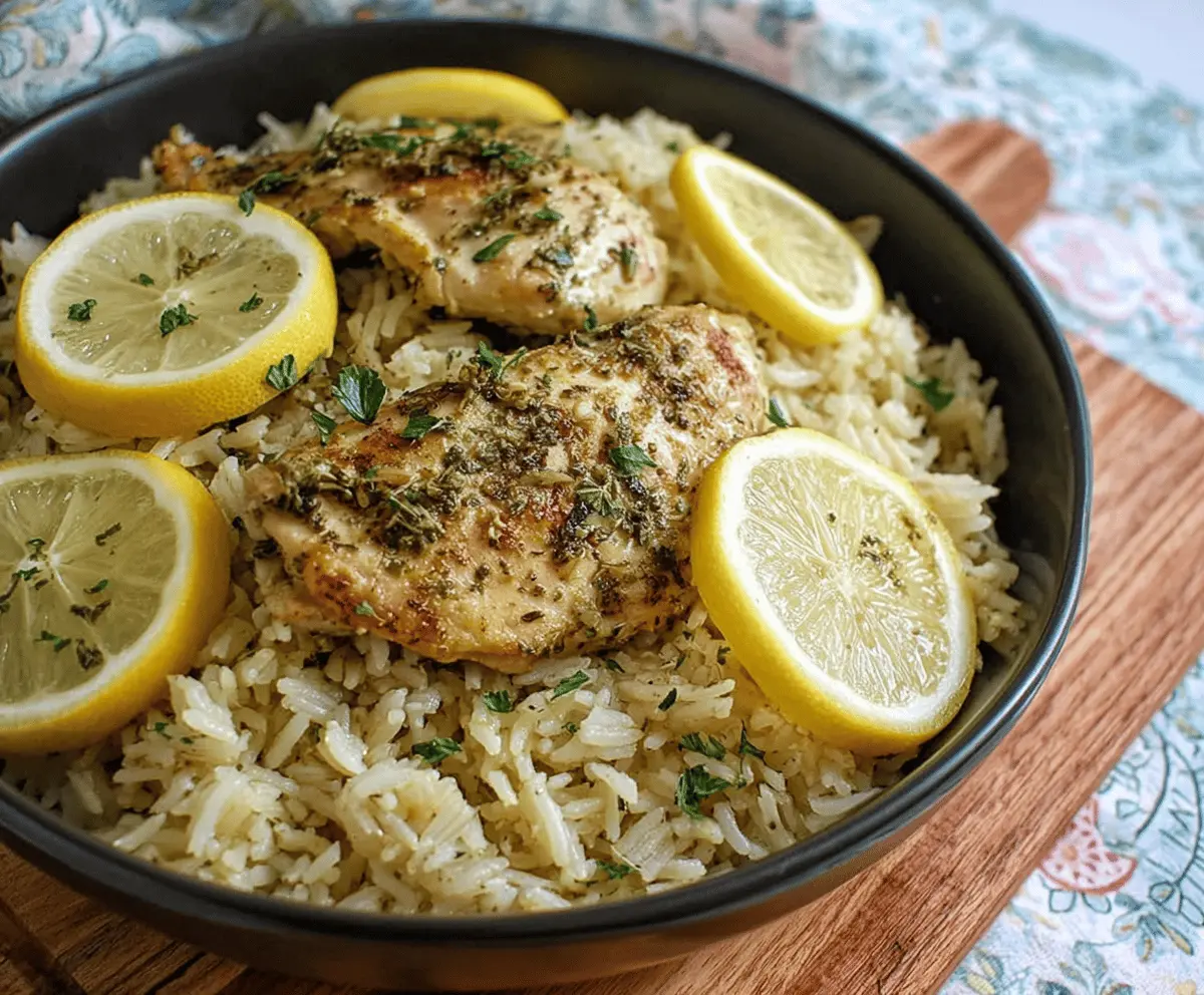 Slow Cooker Lemon Herb Chicken and Rice