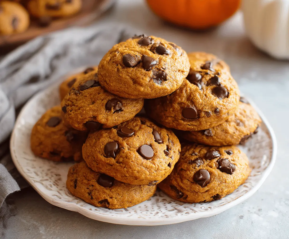 Soft & Gooey Pumpkin Chocolate Chip Cookies