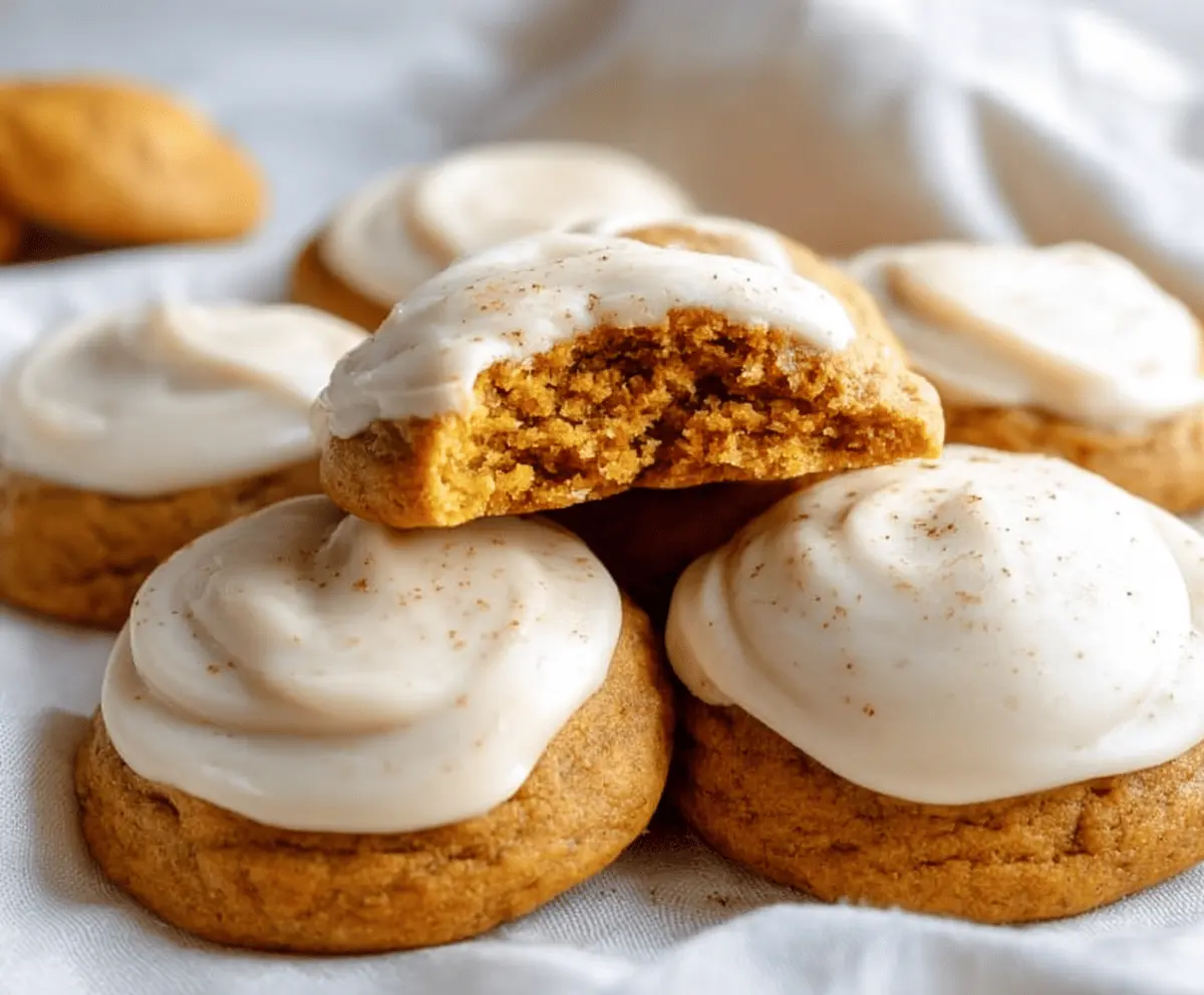 Soft Pumpkin Cookies with Cinnamon Frosting