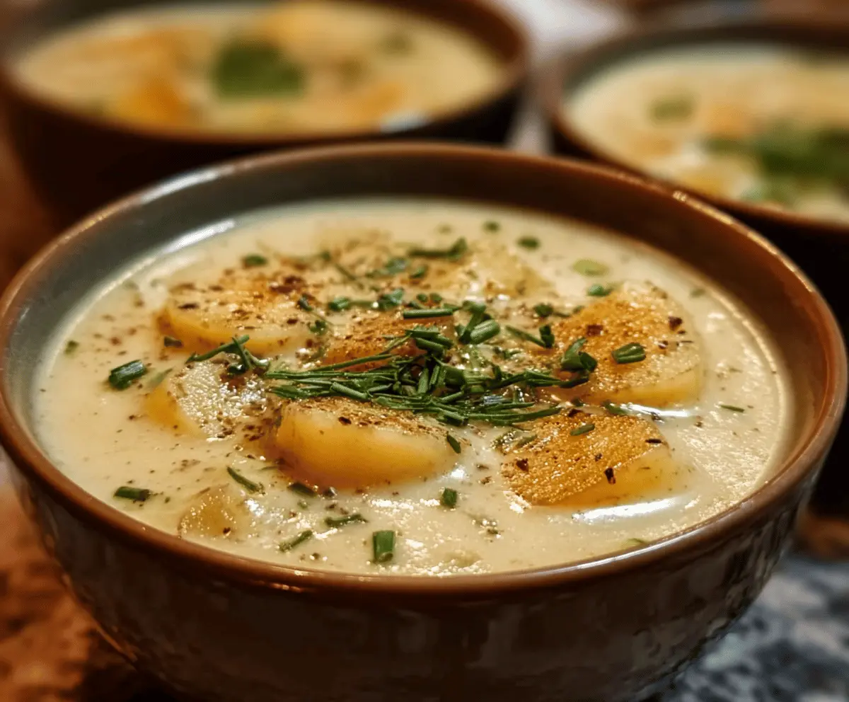 Cheddar Garlic Herb Infused Potato Soup