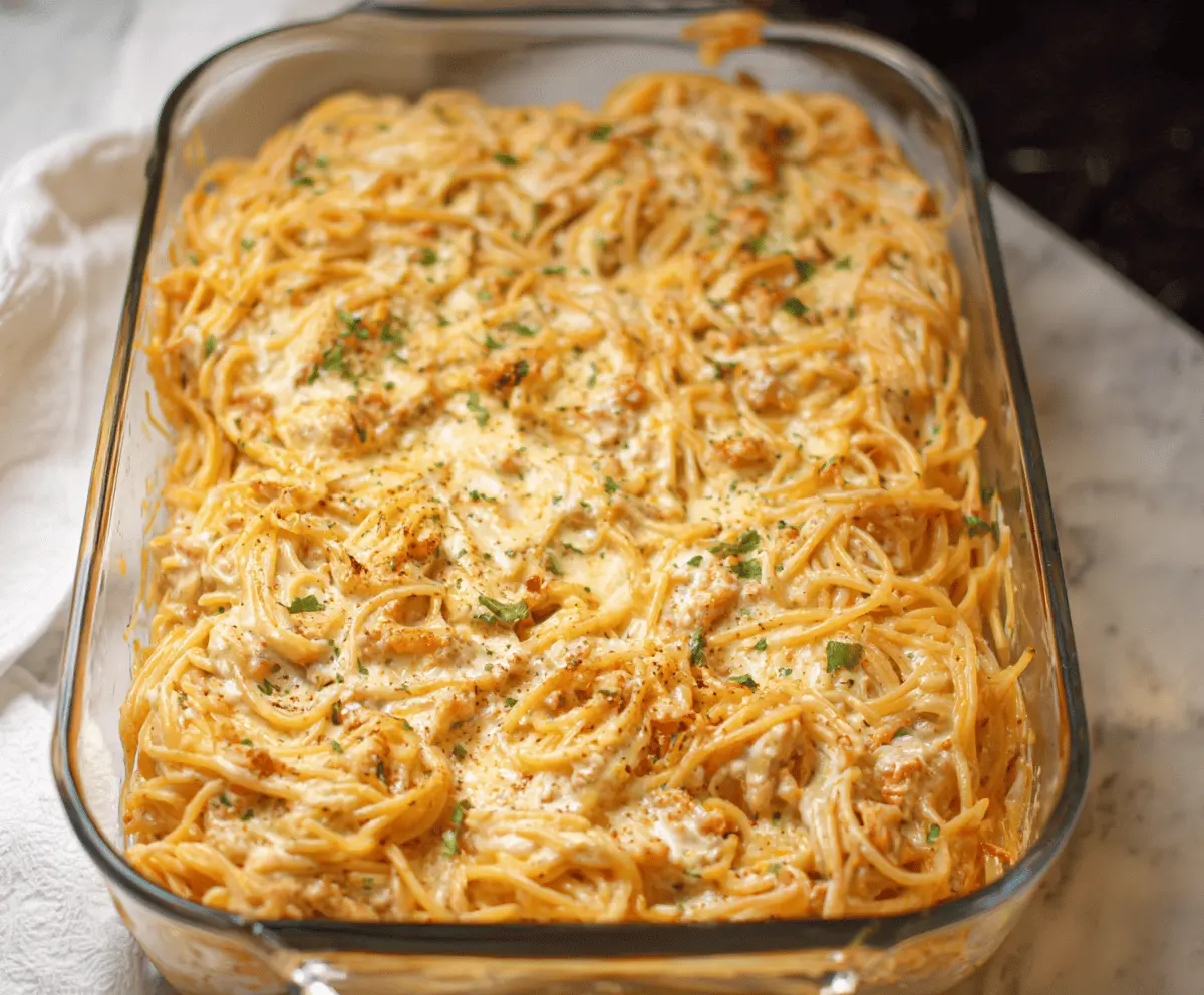 Creamy Southern Spaghetti Bake