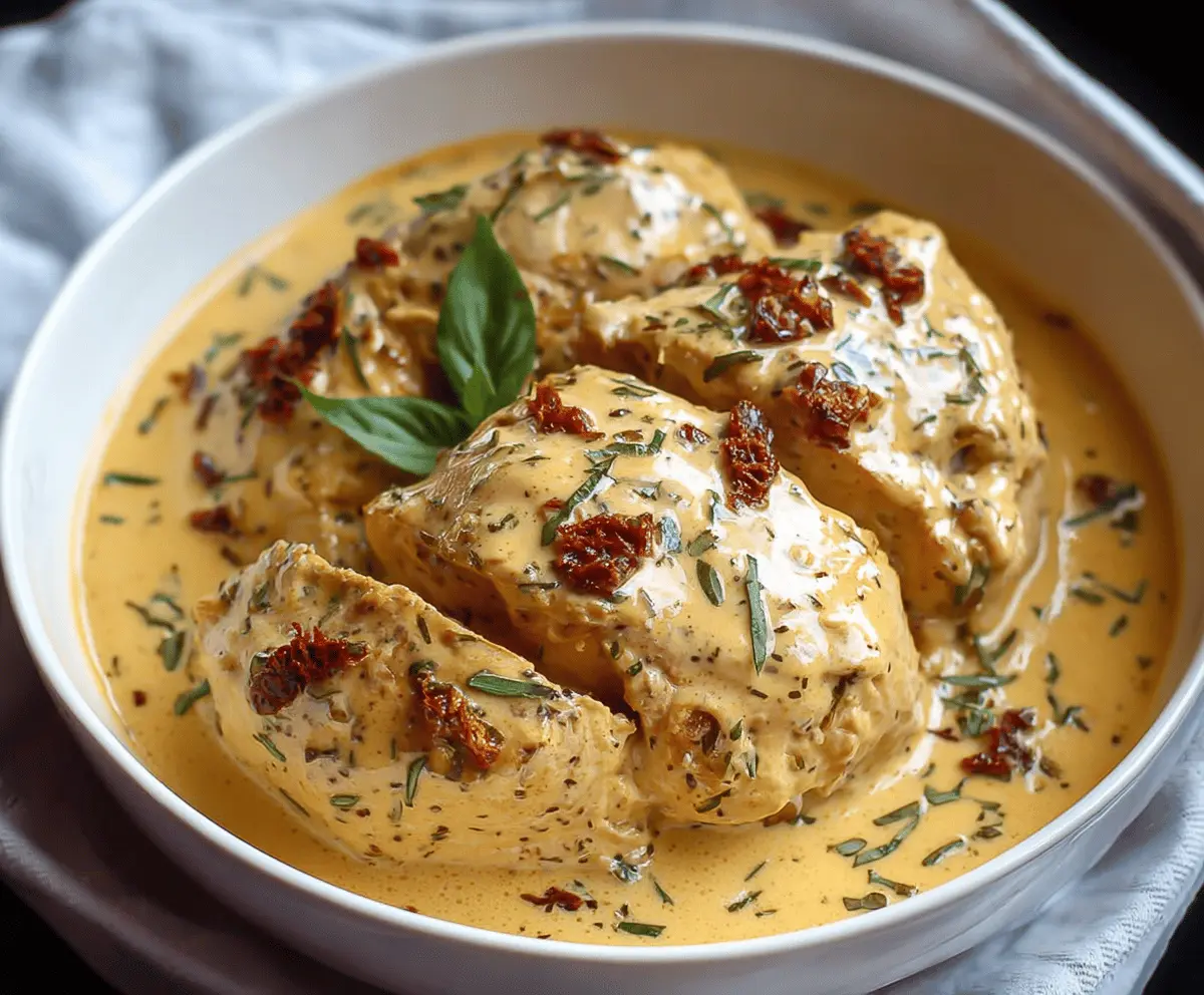 Creamy and flavorful Dump & Go Marry Me Chicken in a crockpot, showcasing a delicious, cheesy, and savory recipe perfect for easy weeknight dinners.