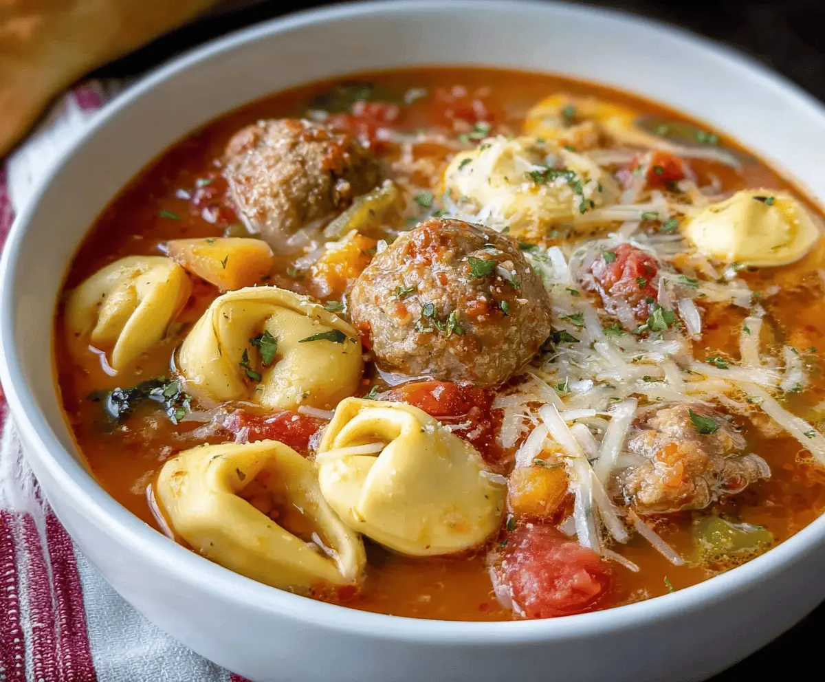Meatball Soup with Cheese Tortellini