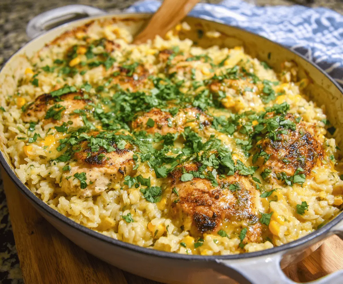 Salsa Verde Chicken and Rice Casserole